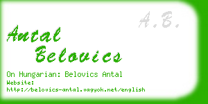 antal belovics business card